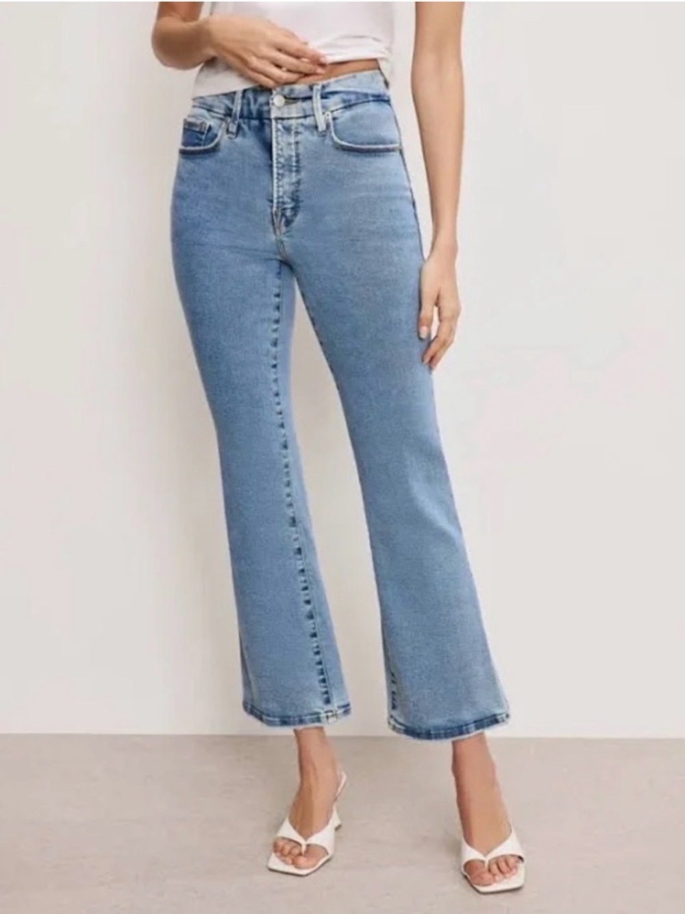 Good American Good Legs Crop Mini Flare Boot Size 4/27